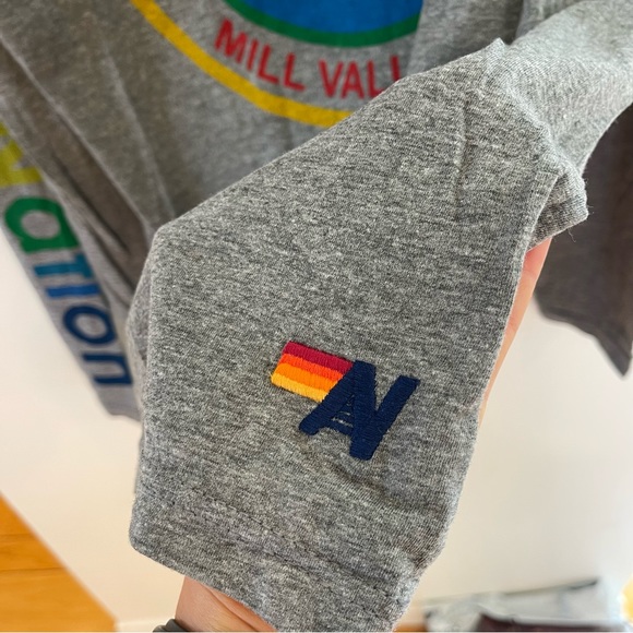 NWT Aviator Nation Logo Mill Valley Long Sleeve Shirt in Heather Grey , NEW - Picture 8 of 11